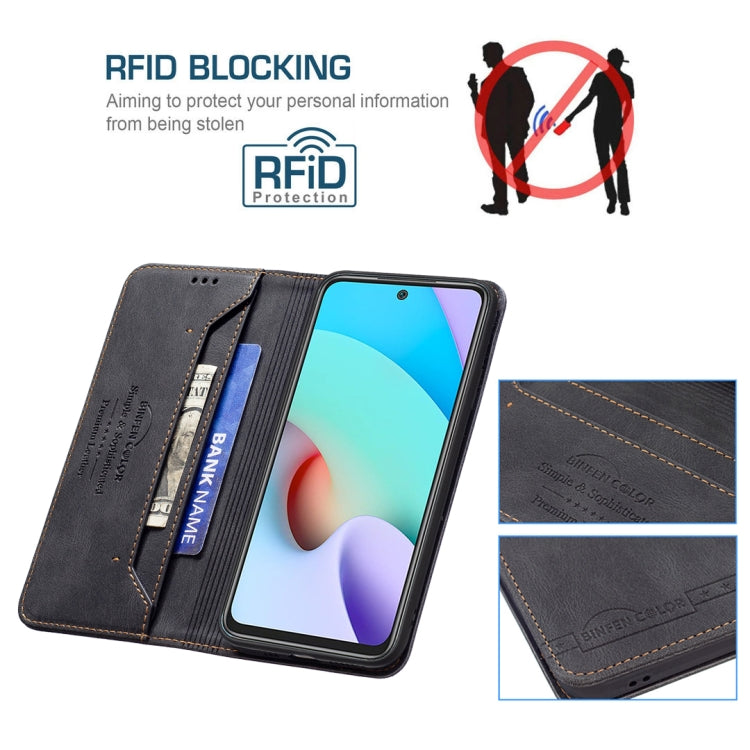 For Xiaomi Redmi 10 Magnetic RFID Blocking Anti-Theft Leather Case with Holder & Card Slots & Wallet