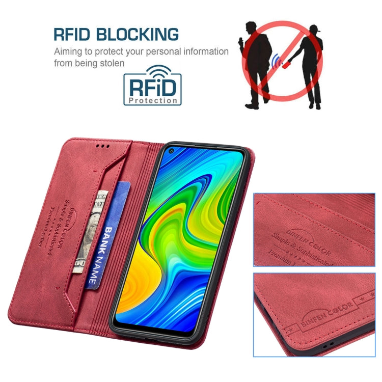 For Xiaomi Redmi Note 9/Redmi 10X 4G Magnetic RFID Blocking Anti-Theft Leather Case with Holder & Card Slots & Wallet