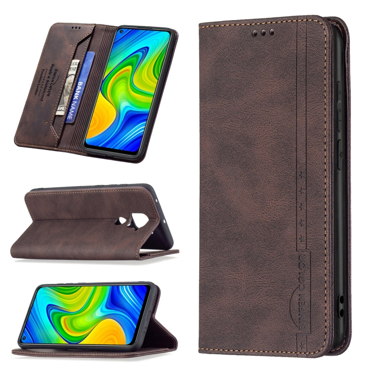 For Xiaomi Redmi Note 9/Redmi 10X 4G Magnetic RFID Blocking Anti-Theft Leather Case with Holder & Card Slots & Wallet