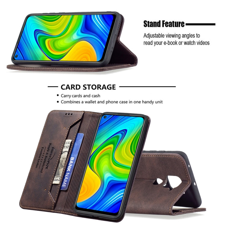 For Xiaomi Redmi Note 9/Redmi 10X 4G Magnetic RFID Blocking Anti-Theft Leather Case with Holder & Card Slots & Wallet