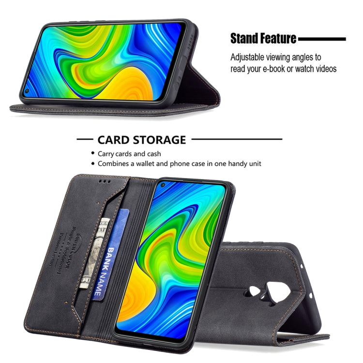 For Xiaomi Redmi Note 9/Redmi 10X 4G Magnetic RFID Blocking Anti-Theft Leather Case with Holder & Card Slots & Wallet