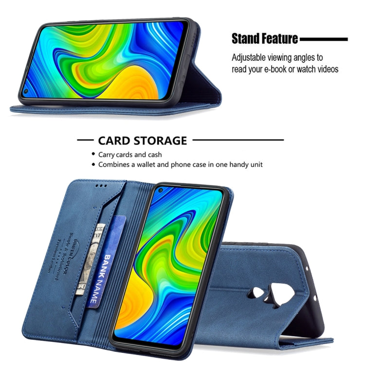 For Xiaomi Redmi Note 9/Redmi 10X 4G Magnetic RFID Blocking Anti-Theft Leather Case with Holder & Card Slots & Wallet