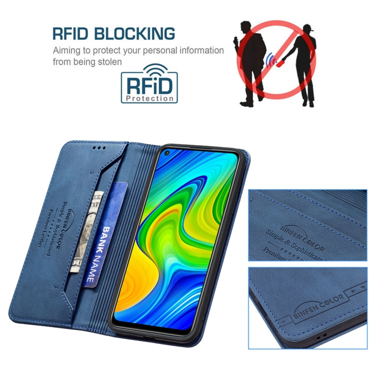 For Xiaomi Redmi Note 9/Redmi 10X 4G Magnetic RFID Blocking Anti-Theft Leather Case with Holder & Card Slots & Wallet