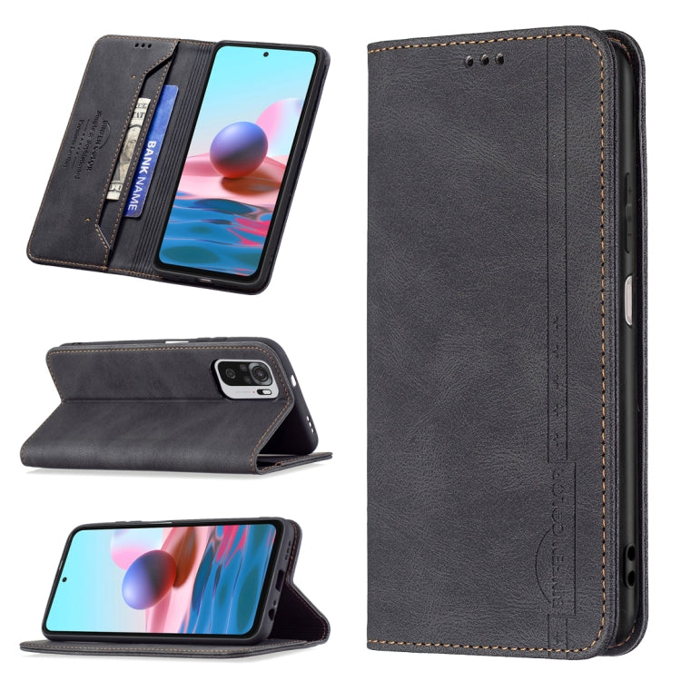 For Xiaomi Redmi Note 10 4G / Note 10S Magnetic RFID Blocking Anti-Theft Leather Case with Holder & Card Slots & Wallet