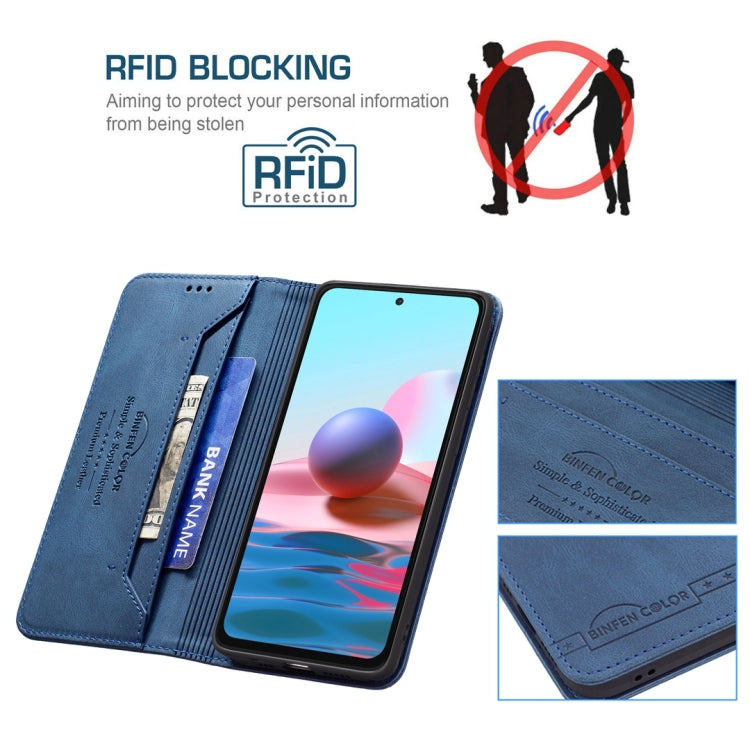 For Xiaomi Redmi Note 10 4G / Note 10S Magnetic RFID Blocking Anti-Theft Leather Case with Holder & Card Slots & Wallet