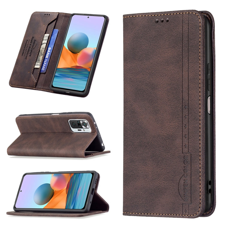 For Xiaomi Redmi Note 10 Pro / Note 10 Pro Max Magnetic RFID Blocking Anti-Theft Leather Case with Holder & Card Slots & Wallet