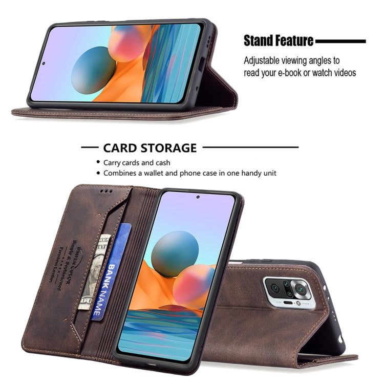 For Xiaomi Redmi Note 10 Pro / Note 10 Pro Max Magnetic RFID Blocking Anti-Theft Leather Case with Holder & Card Slots & Wallet