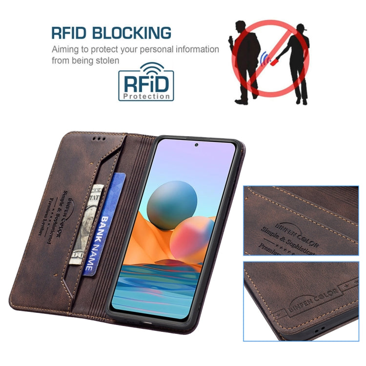 For Xiaomi Redmi Note 10 Pro / Note 10 Pro Max Magnetic RFID Blocking Anti-Theft Leather Case with Holder & Card Slots & Wallet