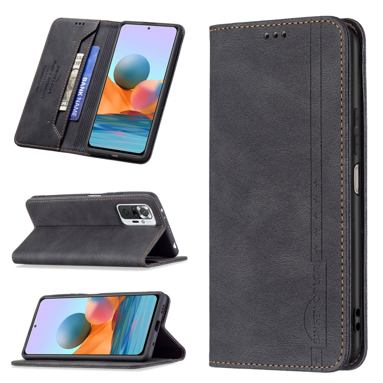 For Xiaomi Redmi Note 10 Pro / Note 10 Pro Max Magnetic RFID Blocking Anti-Theft Leather Case with Holder & Card Slots & Wallet