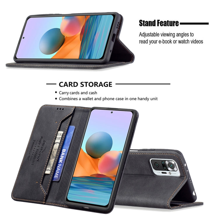 For Xiaomi Redmi Note 10 Pro / Note 10 Pro Max Magnetic RFID Blocking Anti-Theft Leather Case with Holder & Card Slots & Wallet