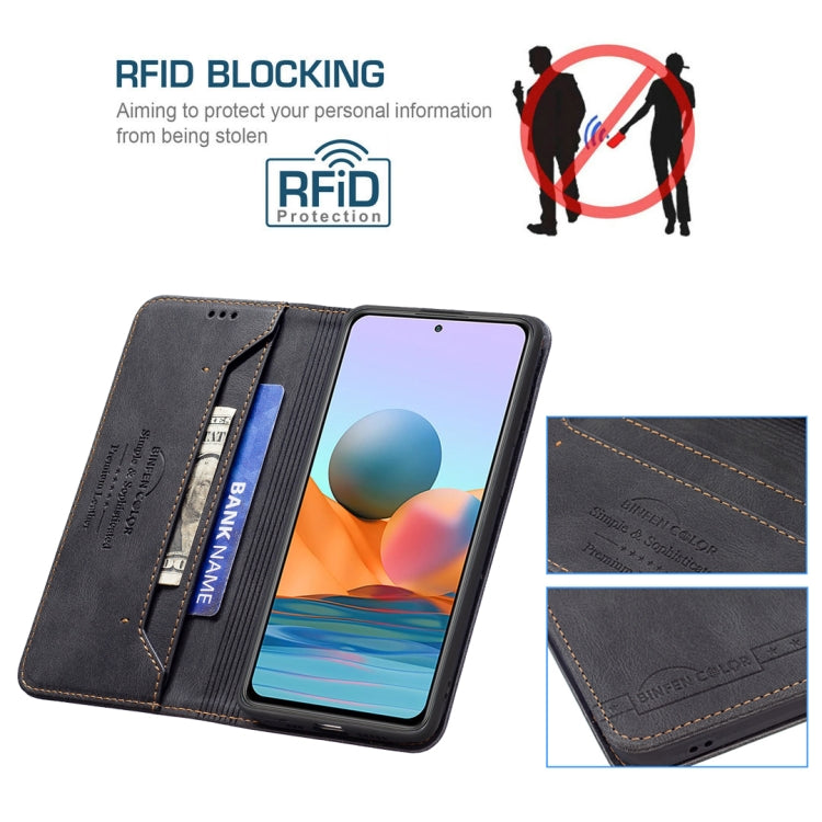 For Xiaomi Redmi Note 10 Pro / Note 10 Pro Max Magnetic RFID Blocking Anti-Theft Leather Case with Holder & Card Slots & Wallet