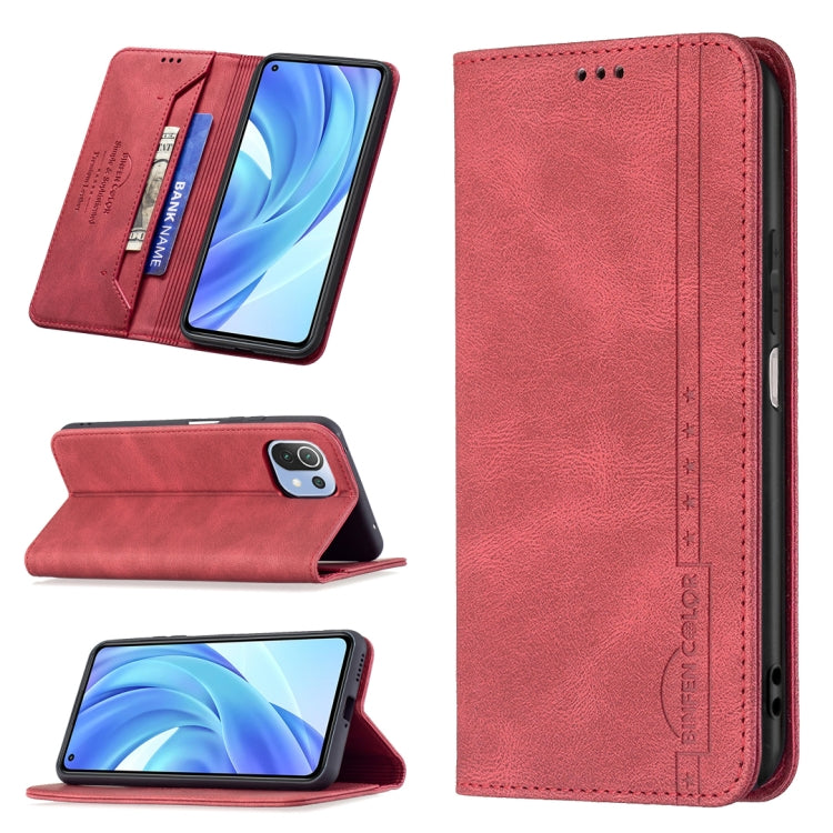 For Xiaomi Mi 11 Lite Magnetic RFID Blocking Anti-Theft Leather Case with Holder & Card Slots & Wallet