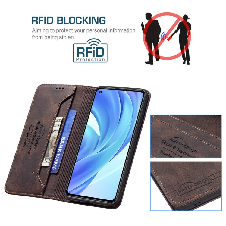 For Xiaomi Mi 11 Lite Magnetic RFID Blocking Anti-Theft Leather Case with Holder & Card Slots & Wallet