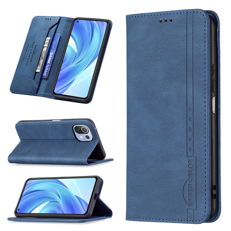 For Xiaomi Mi 11 Lite Magnetic RFID Blocking Anti-Theft Leather Case with Holder & Card Slots & Wallet