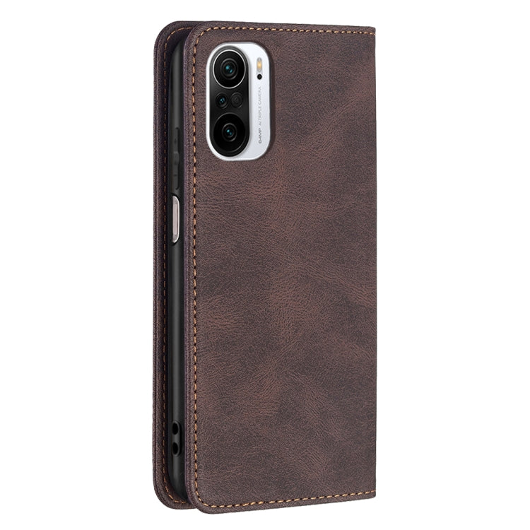 For Xiaomi Mi 11i/Poco F3/Redmi K40/K40 Pro Magnetic RFID Blocking Anti-Theft Leather Case with Holder & Card Slots & Wallet