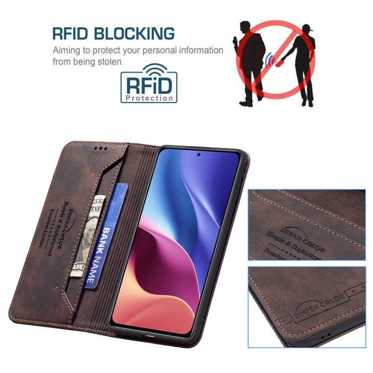 For Xiaomi Mi 11i/Poco F3/Redmi K40/K40 Pro Magnetic RFID Blocking Anti-Theft Leather Case with Holder & Card Slots & Wallet