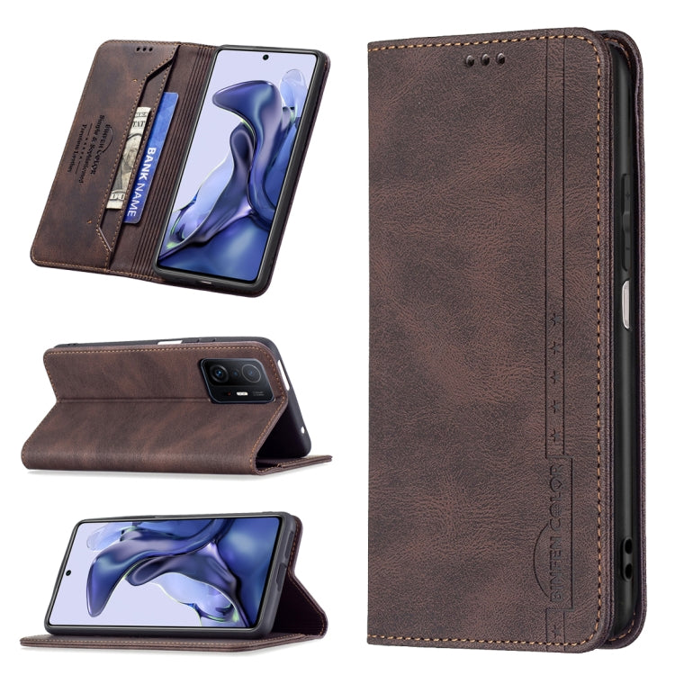For Xiaomi 11T / 11T Pro Magnetic RFID Blocking Anti-Theft Leather Case with Holder & Card Slots & Wallet