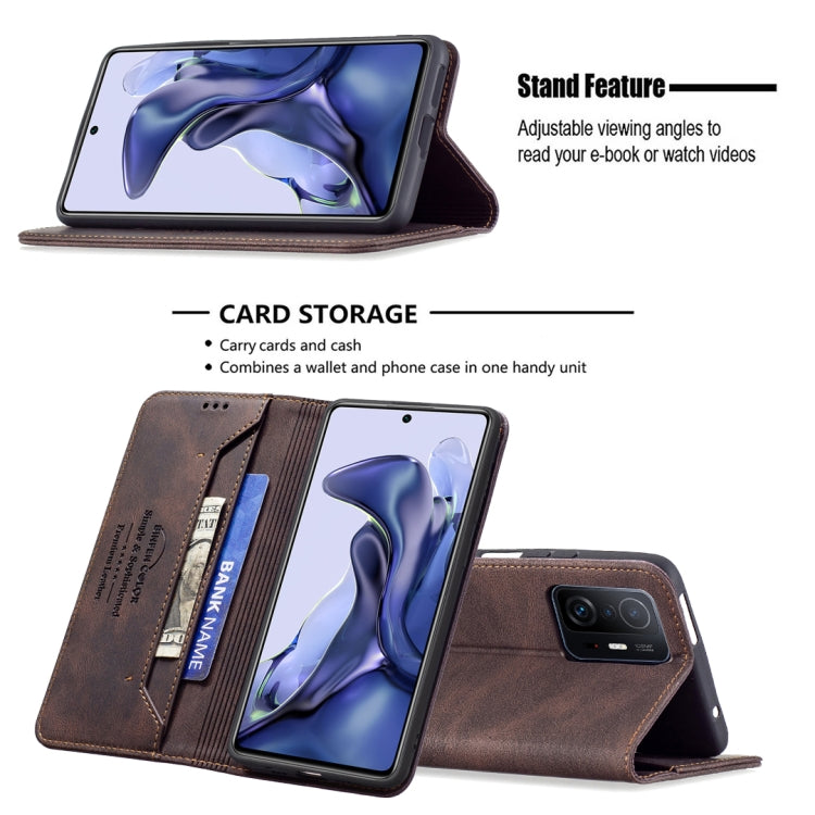 For Xiaomi 11T / 11T Pro Magnetic RFID Blocking Anti-Theft Leather Case with Holder & Card Slots & Wallet