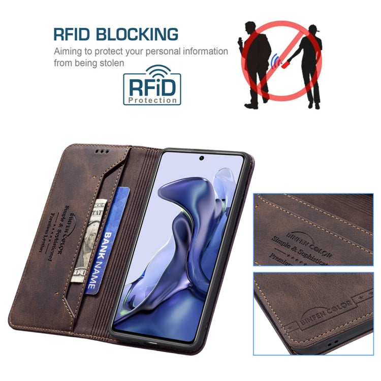 For Xiaomi 11T / 11T Pro Magnetic RFID Blocking Anti-Theft Leather Case with Holder & Card Slots & Wallet