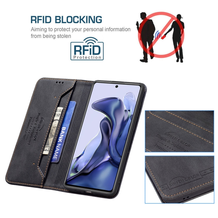 For Xiaomi 11T / 11T Pro Magnetic RFID Blocking Anti-Theft Leather Case with Holder & Card Slots & Wallet