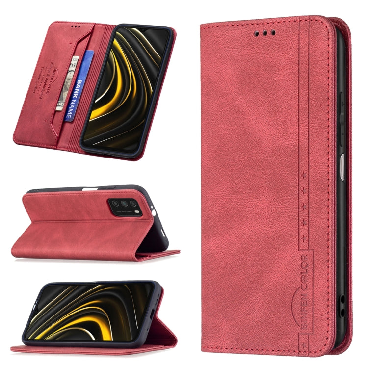 For Xiaomi Poco M3/Redmi Note 9 4G CN Version Magnetic RFID Blocking Anti-Theft Leather Case with Holder & Card Slots & Wallet