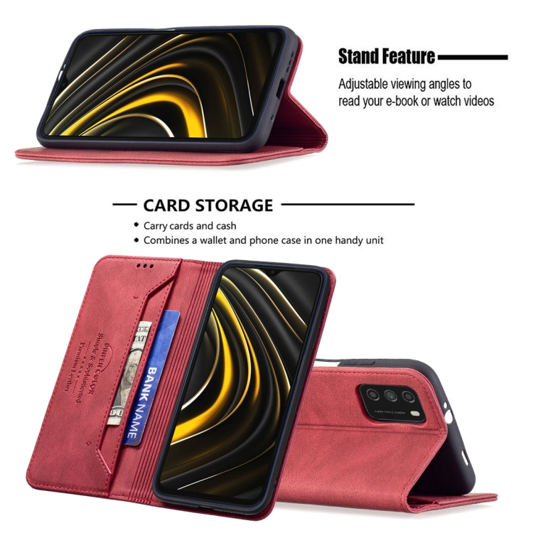 For Xiaomi Poco M3/Redmi Note 9 4G CN Version Magnetic RFID Blocking Anti-Theft Leather Case with Holder & Card Slots & Wallet