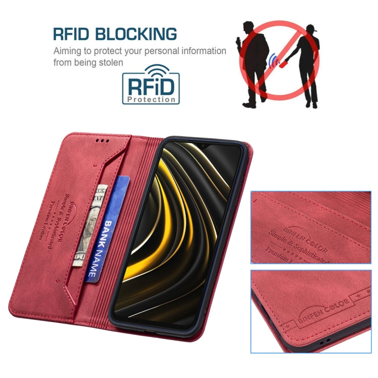 For Xiaomi Poco M3/Redmi Note 9 4G CN Version Magnetic RFID Blocking Anti-Theft Leather Case with Holder & Card Slots & Wallet
