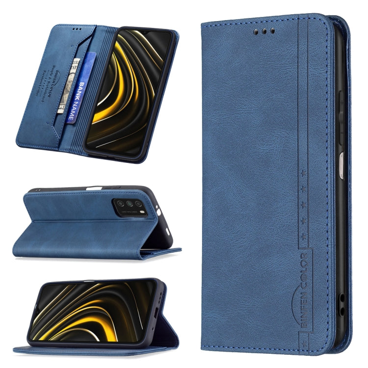For Xiaomi Poco M3/Redmi Note 9 4G CN Version Magnetic RFID Blocking Anti-Theft Leather Case with Holder & Card Slots & Wallet