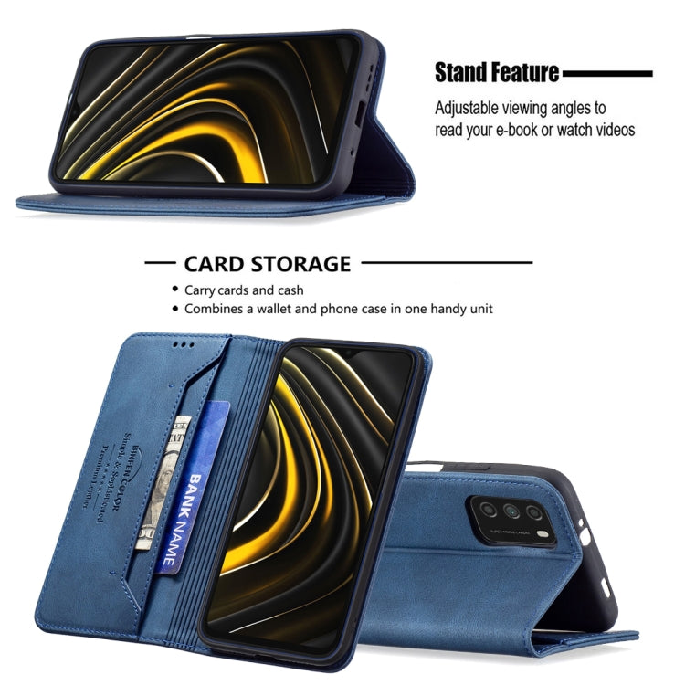 For Xiaomi Poco M3/Redmi Note 9 4G CN Version Magnetic RFID Blocking Anti-Theft Leather Case with Holder & Card Slots & Wallet