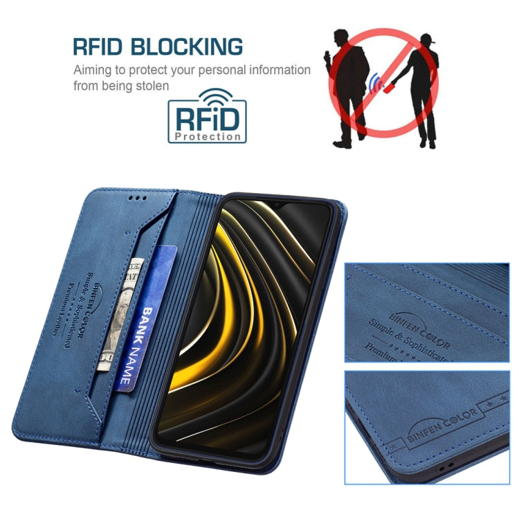 For Xiaomi Poco M3/Redmi Note 9 4G CN Version Magnetic RFID Blocking Anti-Theft Leather Case with Holder & Card Slots & Wallet