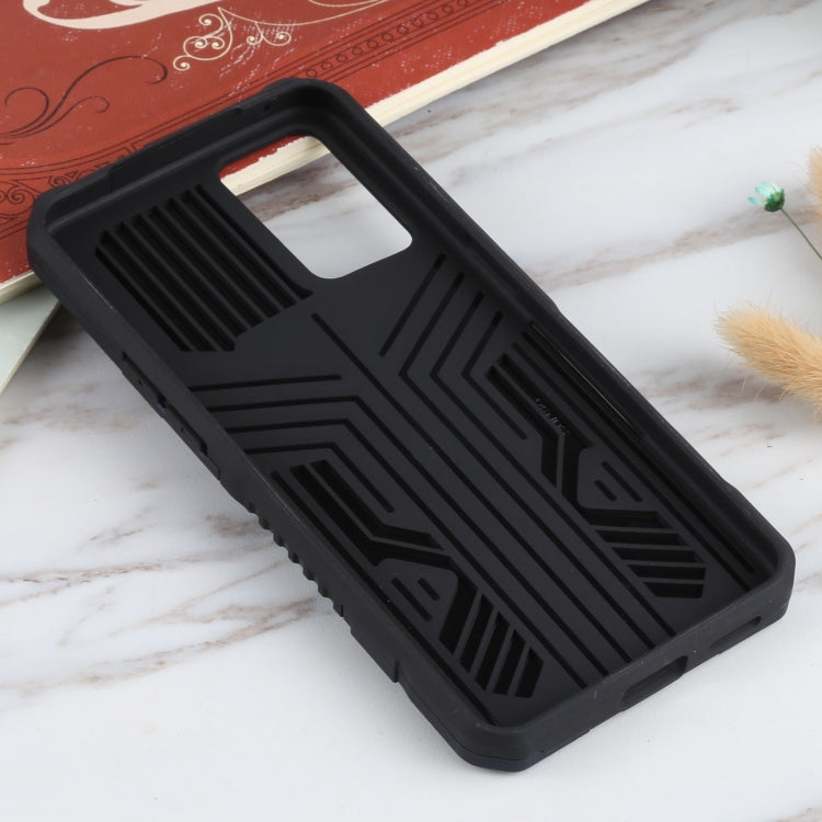 For OPPO Reno6 Vanguard Warrior All Inclusive Double-color Shockproof TPU + PC Protective Case with Holder
