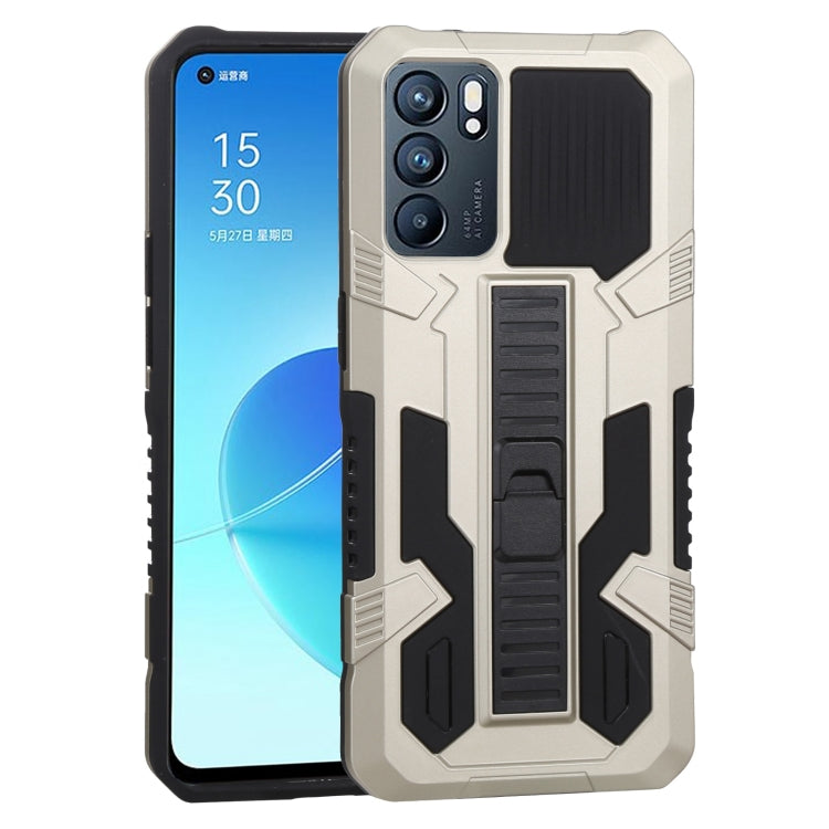 For OPPO Reno6 Vanguard Warrior All Inclusive Double-color Shockproof TPU + PC Protective Case with Holder