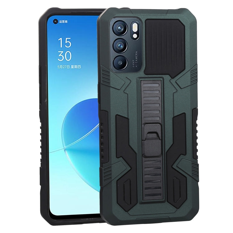 For OPPO Reno6 Vanguard Warrior All Inclusive Double-color Shockproof TPU + PC Protective Case with Holder