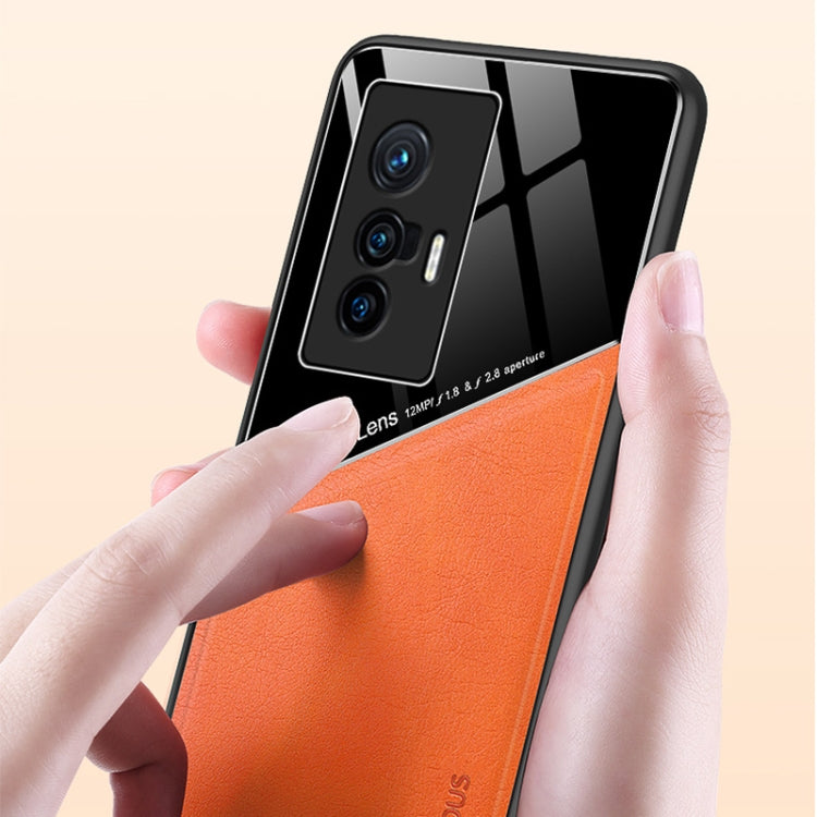 For vivo X70 All-inclusive Leather + Organic Glass Protective Case with Metal Iron Sheet