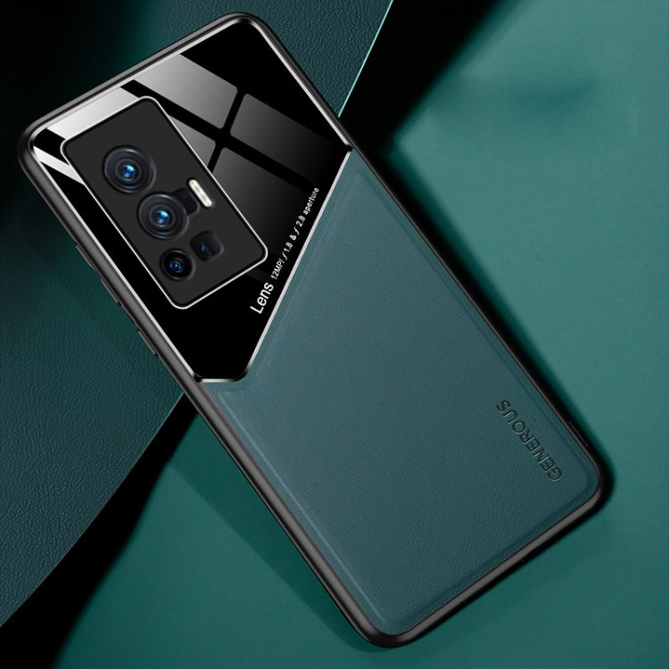 For vivo X70 Pro All-inclusive Leather + Organic Glass Protective Case with Metal Iron Sheet