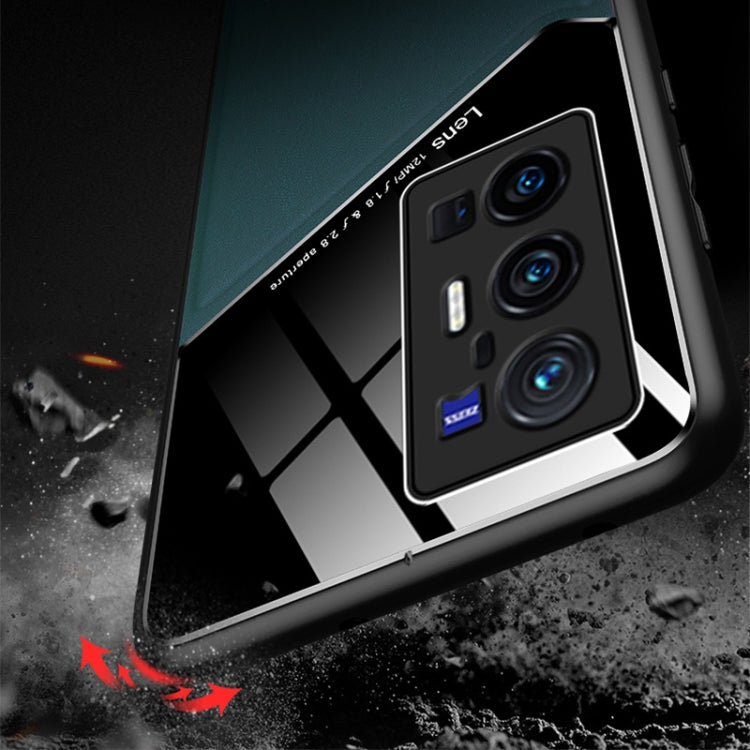 For vivo X70 Pro+ All-inclusive Leather + Organic Glass Protective Case with Metal Iron Sheet