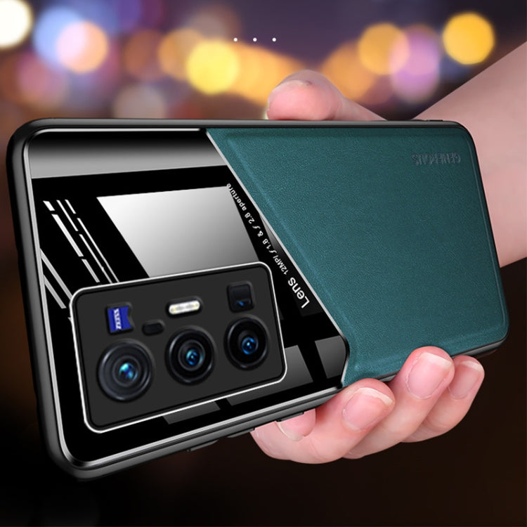 For vivo X70 Pro+ All-inclusive Leather + Organic Glass Protective Case with Metal Iron Sheet