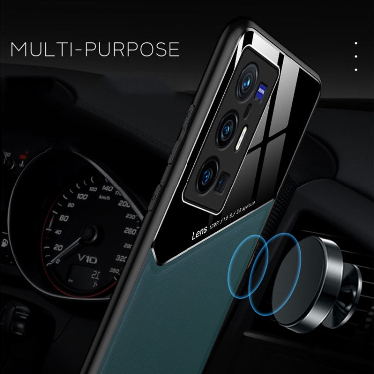 For vivo X70 Pro+ All-inclusive Leather + Organic Glass Protective Case with Metal Iron Sheet