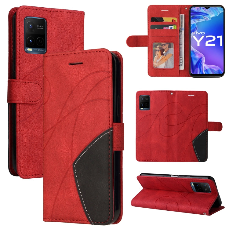 For vivo Y21 2020/Y21s/Y33s Dual-color Splicing Horizontal Flip PU Leather Case with Holder & Card Slots & Wallet