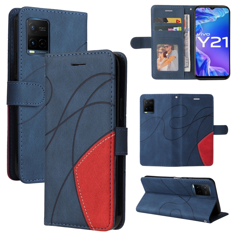 For vivo Y21 2020/Y21s/Y33s Dual-color Splicing Horizontal Flip PU Leather Case with Holder & Card Slots & Wallet