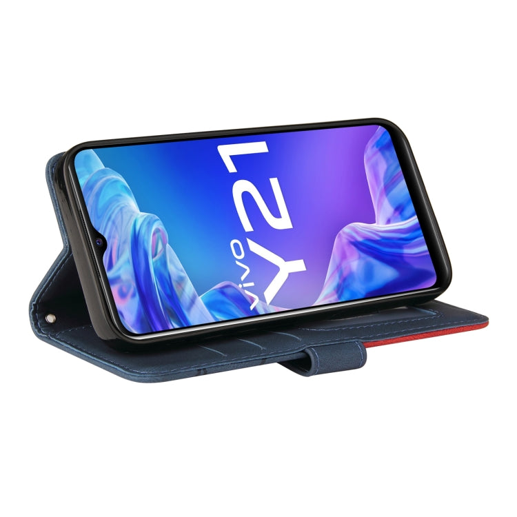 For vivo Y21 2020/Y21s/Y33s Dual-color Splicing Horizontal Flip PU Leather Case with Holder & Card Slots & Wallet