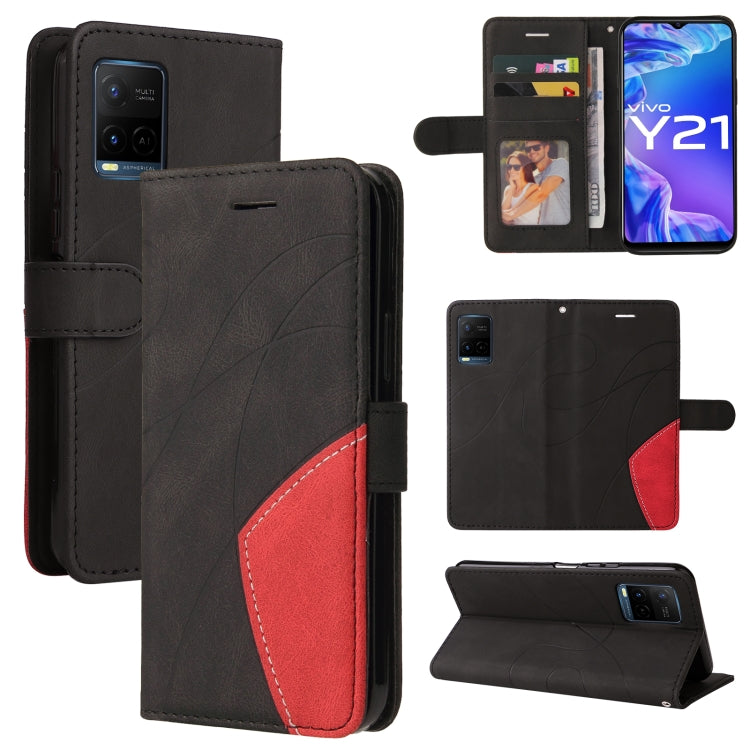For vivo Y21 2020/Y21s/Y33s Dual-color Splicing Horizontal Flip PU Leather Case with Holder & Card Slots & Wallet