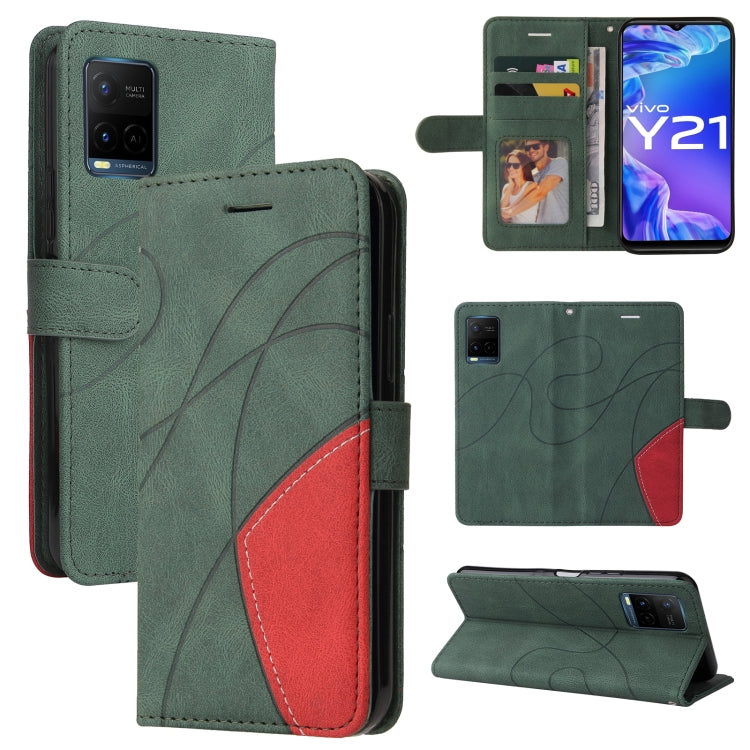 For vivo Y21 2020/Y21s/Y33s Dual-color Splicing Horizontal Flip PU Leather Case with Holder & Card Slots & Wallet
