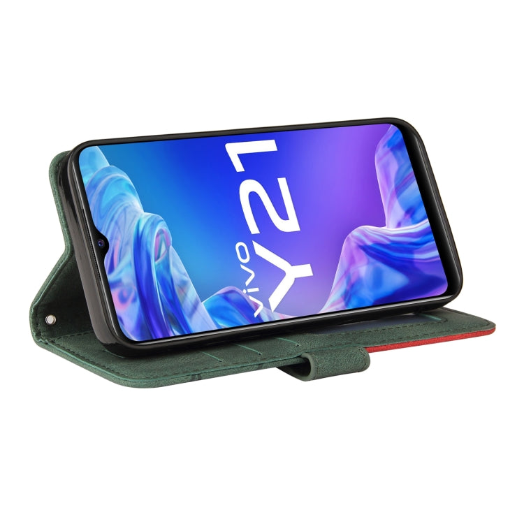 For vivo Y21 2020/Y21s/Y33s Dual-color Splicing Horizontal Flip PU Leather Case with Holder & Card Slots & Wallet