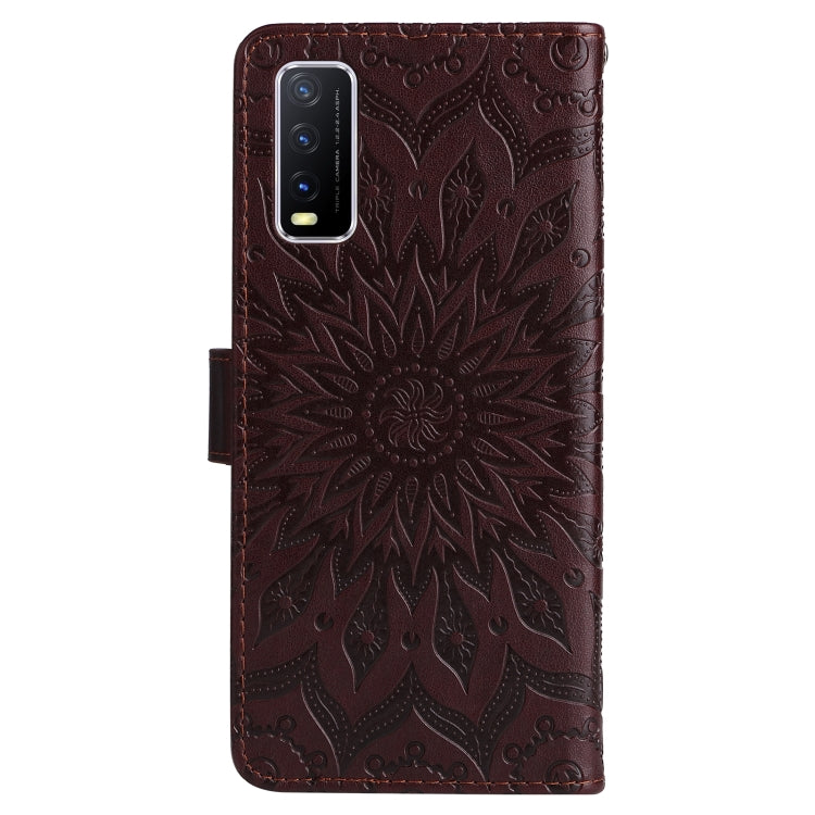 For vivo Y11s/Y12A/Y12s/Y20/Y20A/Y20s/Y20i/Y20G/Y20SG Pressed Printing Sunflower Pattern Horizontal Flip PU Leather Case with Holder & Card Slots & Wallet & Lanyard