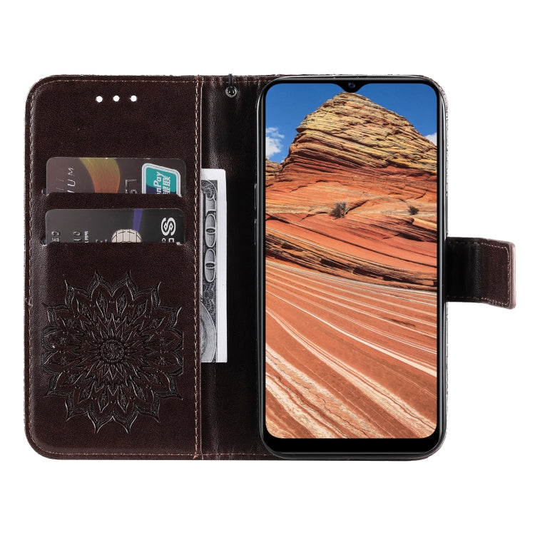For vivo Y11s/Y12A/Y12s/Y20/Y20A/Y20s/Y20i/Y20G/Y20SG Pressed Printing Sunflower Pattern Horizontal Flip PU Leather Case with Holder & Card Slots & Wallet & Lanyard
