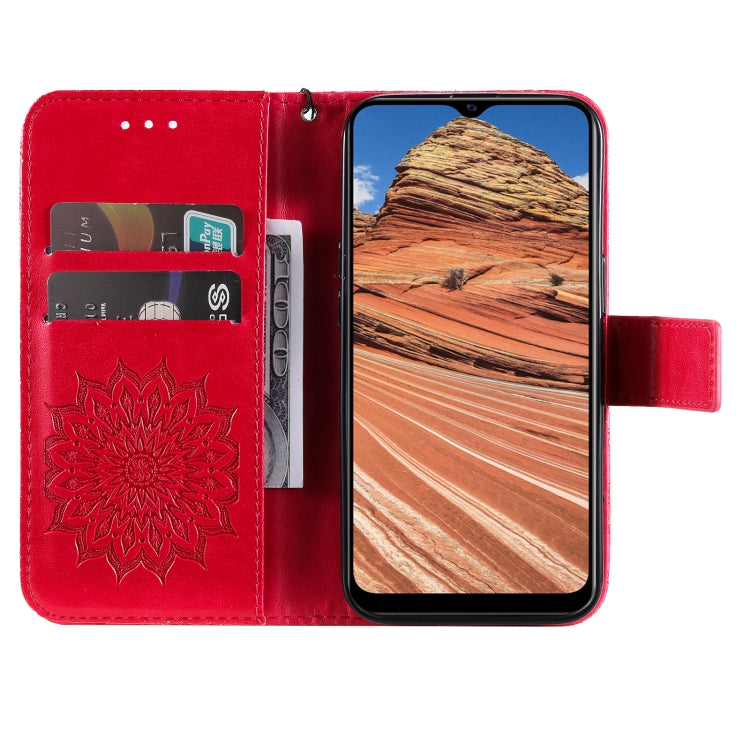 For vivo Y11s/Y12A/Y12s/Y20/Y20A/Y20s/Y20i/Y20G/Y20SG Pressed Printing Sunflower Pattern Horizontal Flip PU Leather Case with Holder & Card Slots & Wallet & Lanyard