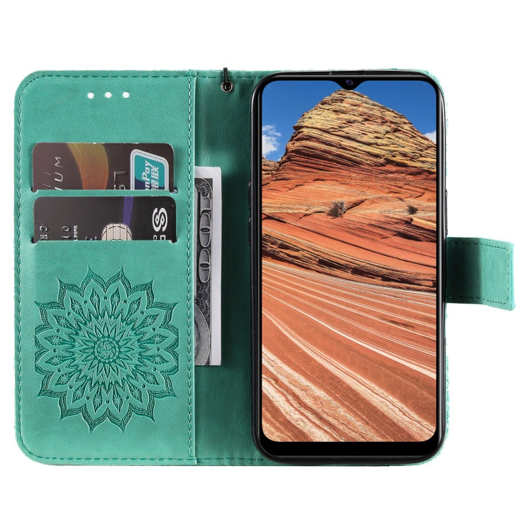 For vivo Y11s/Y12A/Y12s/Y20/Y20A/Y20s/Y20i/Y20G/Y20SG Pressed Printing Sunflower Pattern Horizontal Flip PU Leather Case with Holder & Card Slots & Wallet & Lanyard