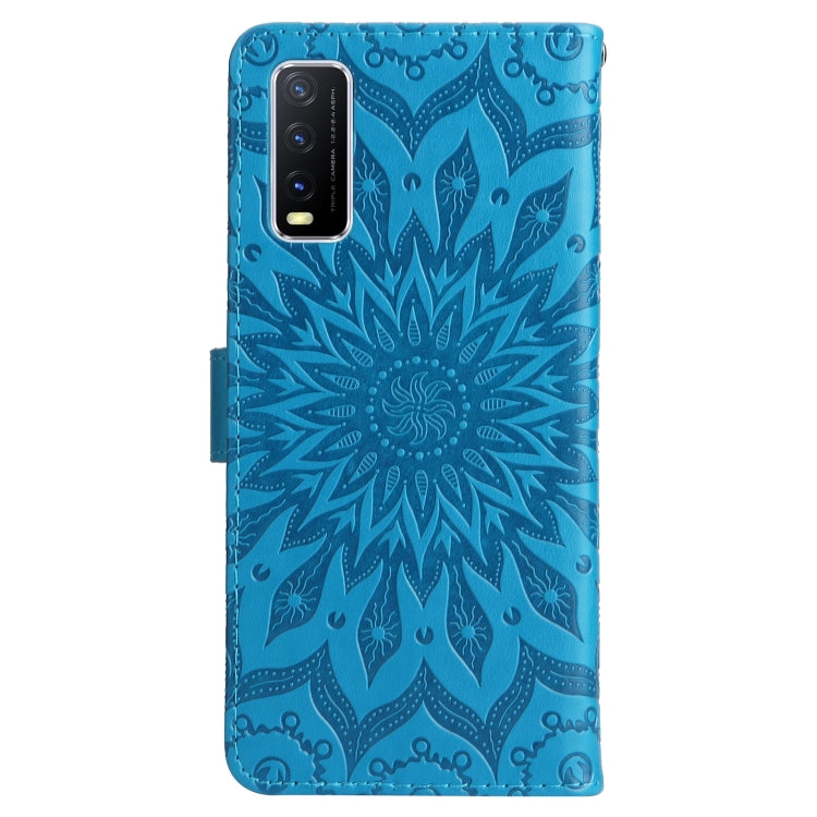 For vivo Y11s/Y12A/Y12s/Y20/Y20A/Y20s/Y20i/Y20G/Y20SG Pressed Printing Sunflower Pattern Horizontal Flip PU Leather Case with Holder & Card Slots & Wallet & Lanyard