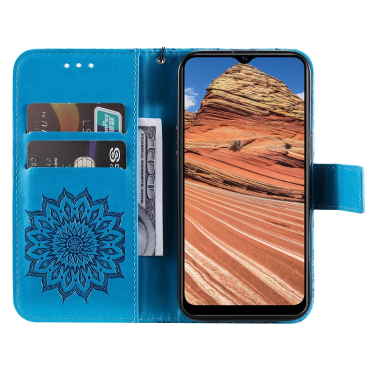 For vivo Y11s/Y12A/Y12s/Y20/Y20A/Y20s/Y20i/Y20G/Y20SG Pressed Printing Sunflower Pattern Horizontal Flip PU Leather Case with Holder & Card Slots & Wallet & Lanyard